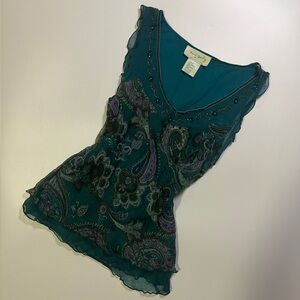 vintage rené derhy turquoise beaded top